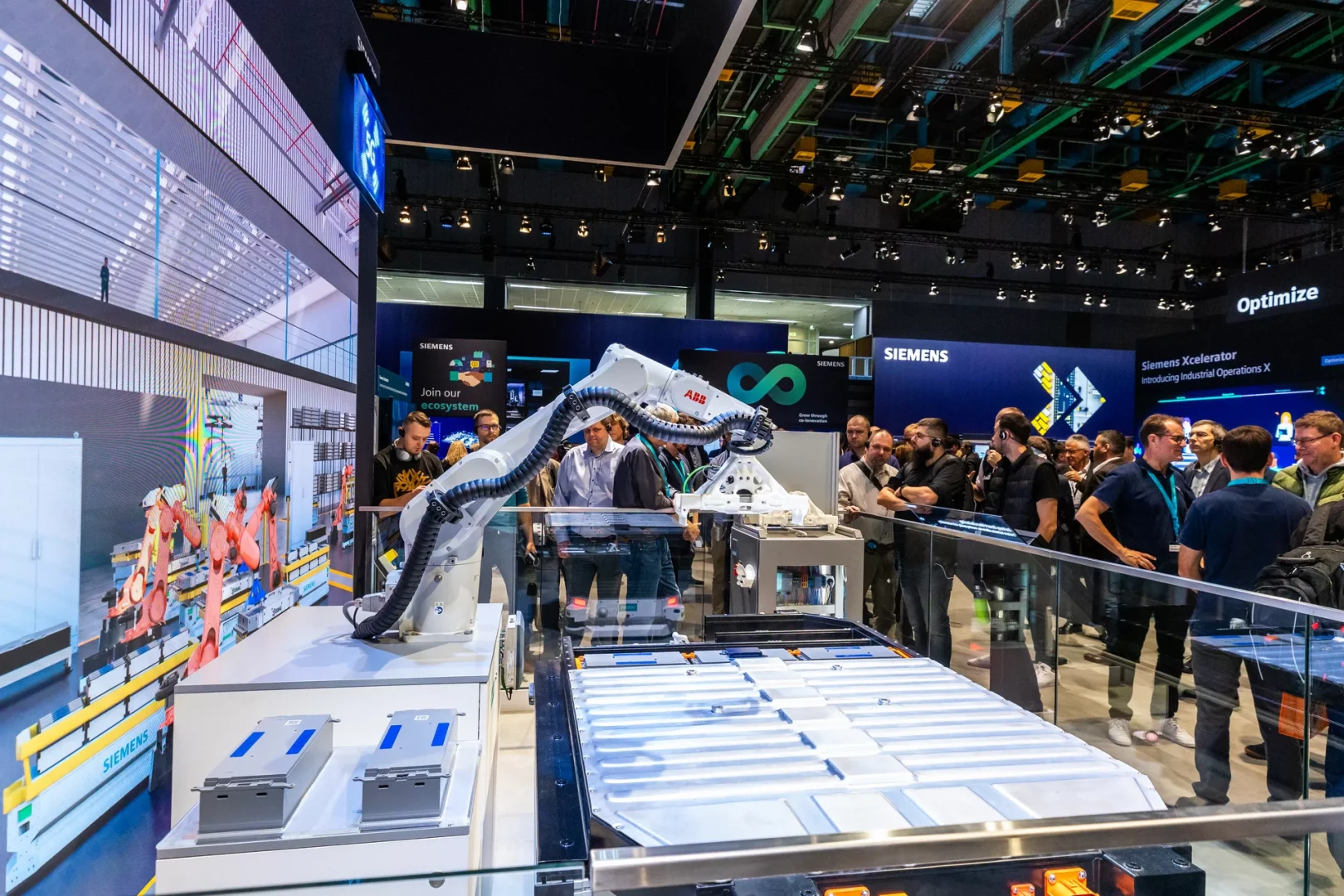 Futuristic digital technology interface with AI dashboards, analytics charts, and glowing UI elements in a modern tech environment