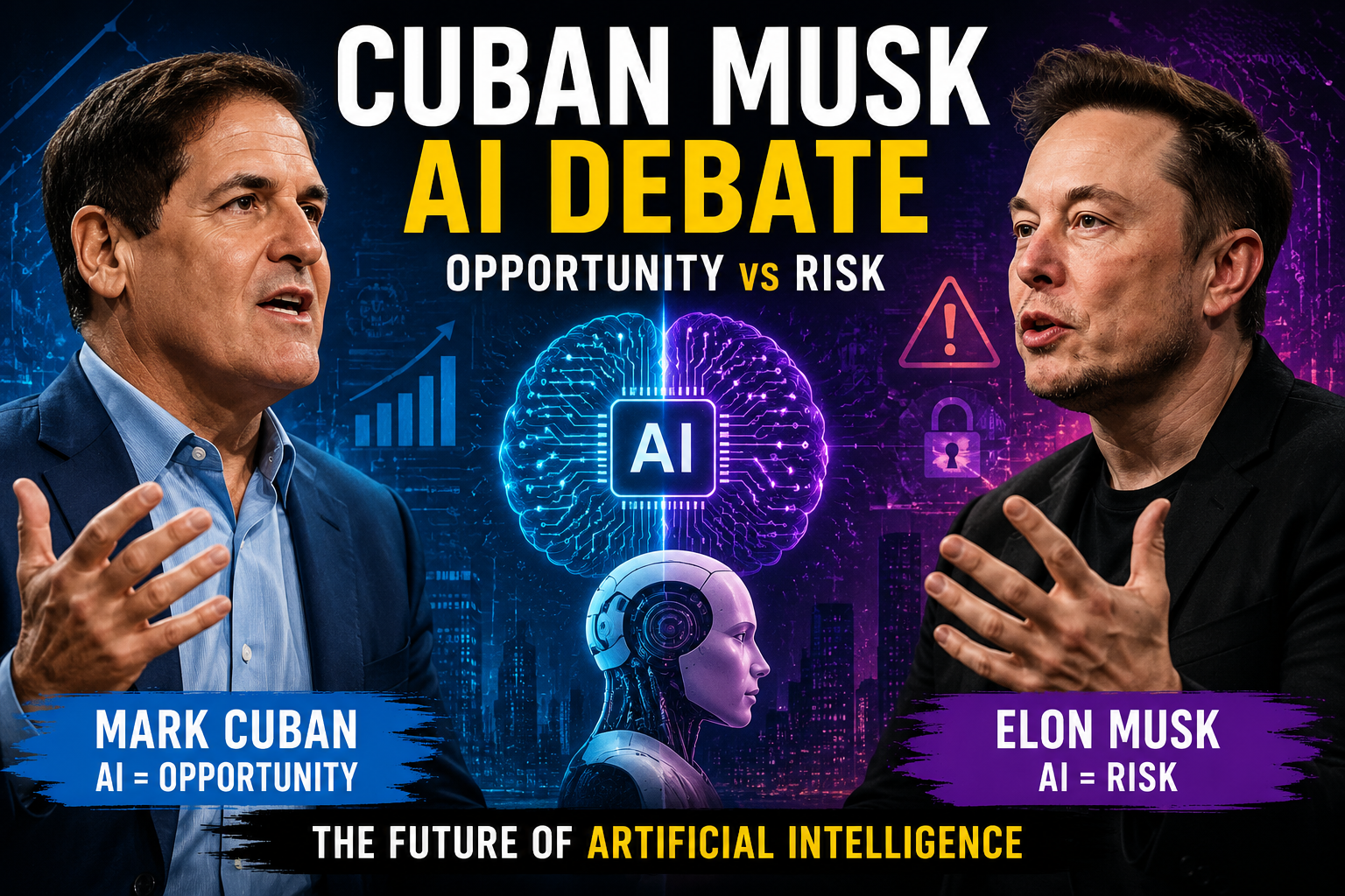 Mark Cuban and Elon Musk discussing artificial intelligence innovation, regulation, and AI safety.